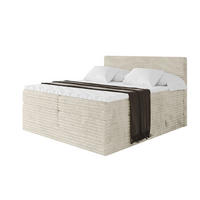 BOXSPRINGBETT mit Matratze H3|H4 und Lattenrost - TOLO KING-v1 140x200 Cord - Creme - Champagner, Holzwerkstoff (140/200cm)
