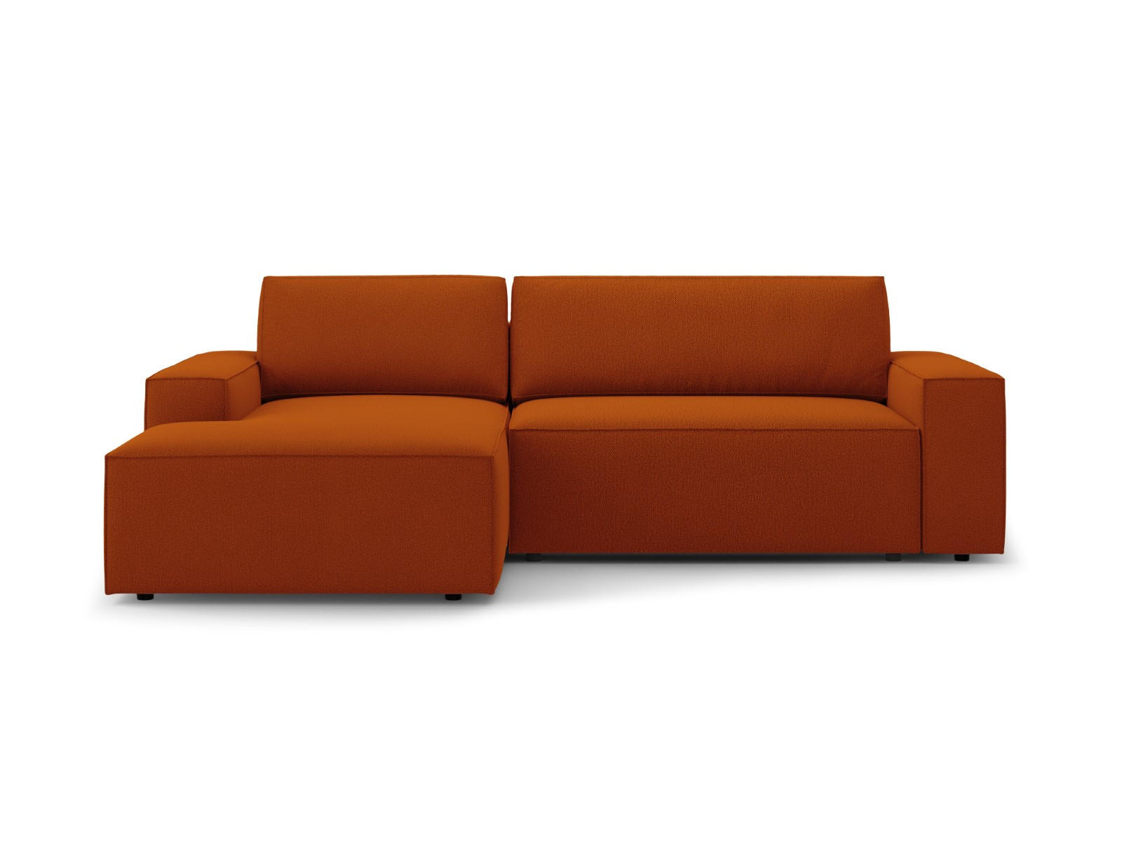 AUSKLAPPBARES-ECKSOFA links mit Container Jodie aus strukturiertem Stoff terrakotta 3 Sitzplätze - Terracotta, Textil (246/151cm) - Micadoni