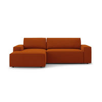 AUSKLAPPBARES-ECKSOFA links mit Container Jodie aus strukturiertem Stoff terrakotta 3 Sitzplätze - Terracotta, Textil (246/151cm) - Micadoni
