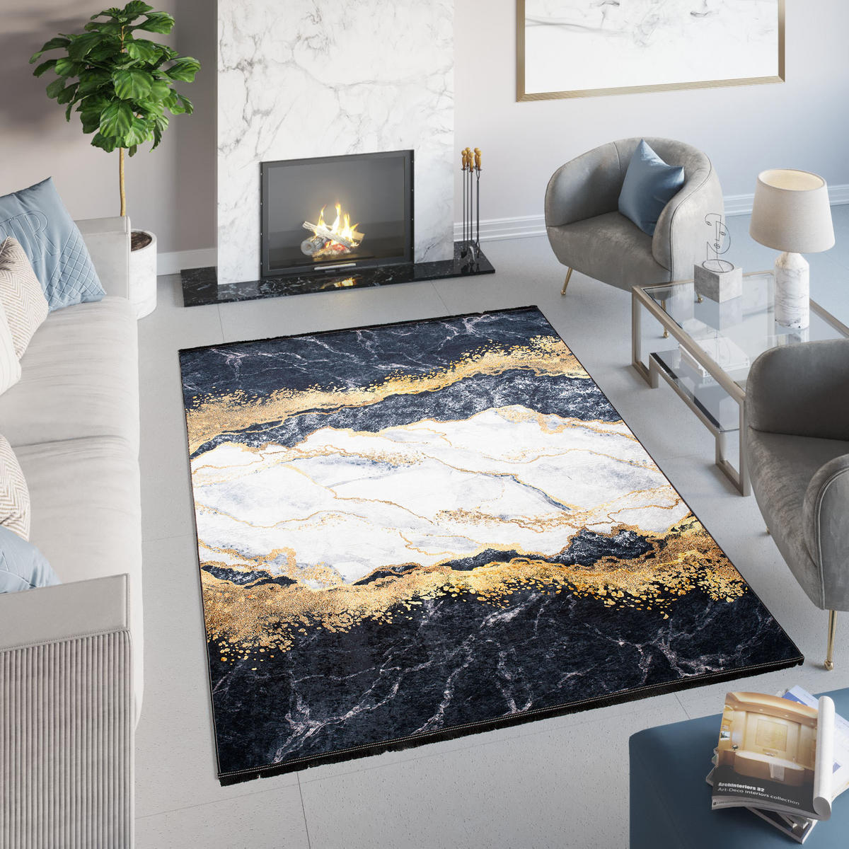 TEPPICH TOSCANA Dunkelblau 160/230 cm - Dunkelblau, Textil (160/230cm) - Tapiso