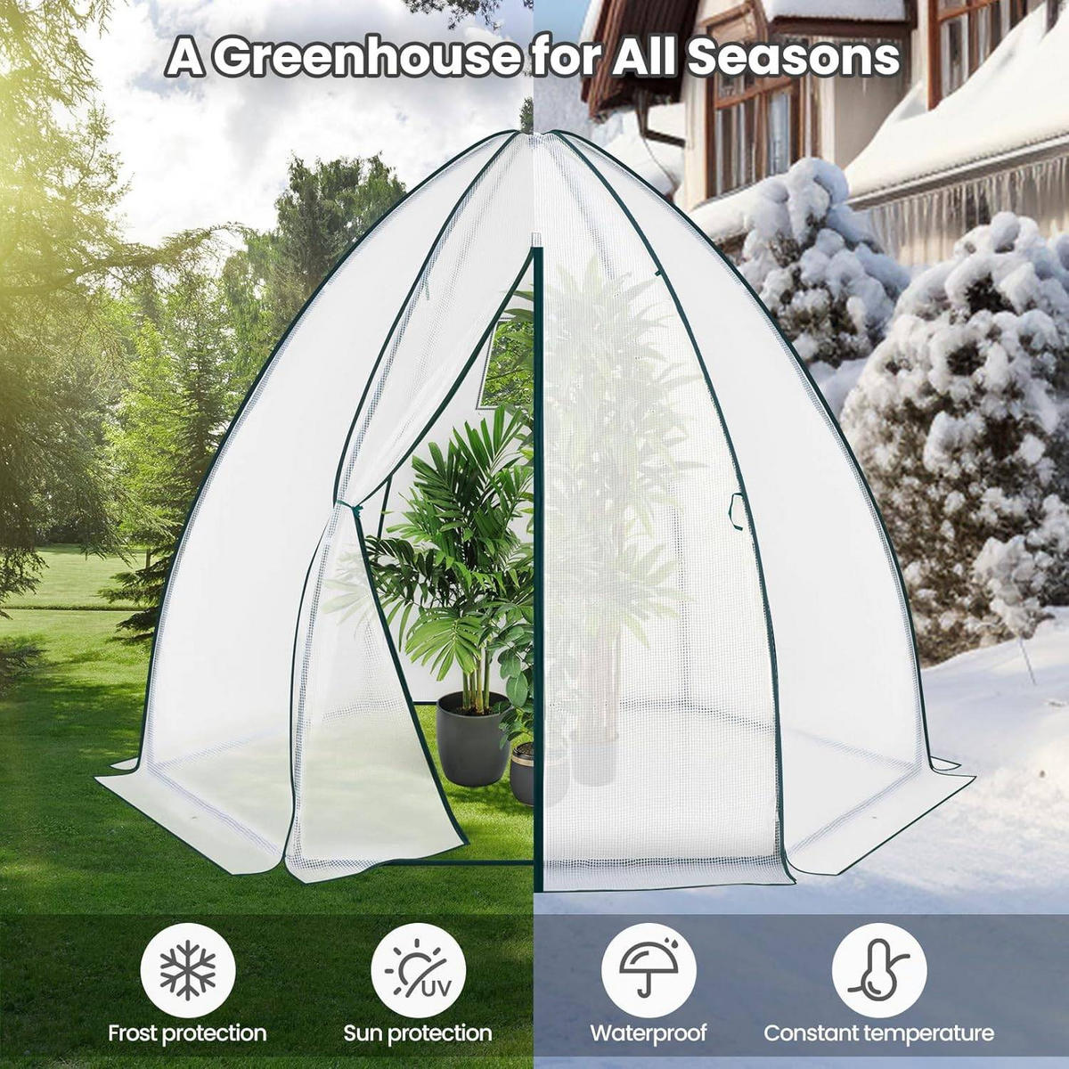 FOLIENGEWÄCHSHAUS, PE-halbdurchsichtiges Tomatengewächshaus - Weiß, Textil/Metall (240/200/200cm) - Woltu