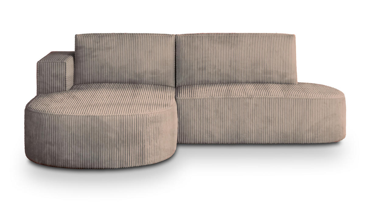 ECKSOFA CORTIO P L-S Beige Kordstoff mit Schlaffunktion - Beige, Holz (265/174cm) - MASSENO