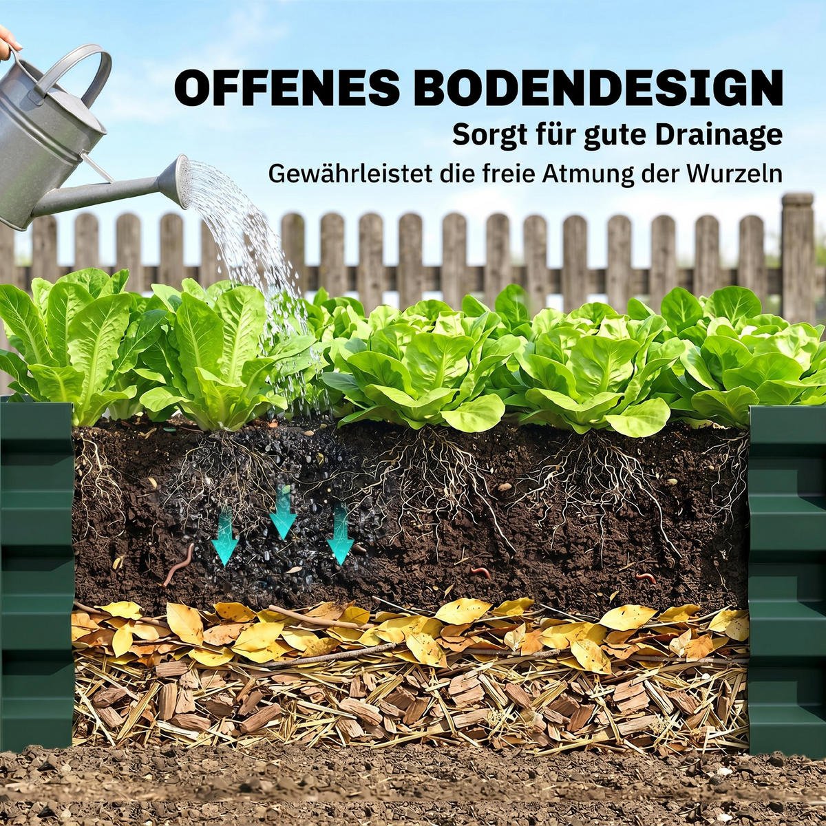 2ER-SET Hochbeet Blumenhochbeet witterungsbeständig, Pflanzbeet Frühbeet - Grün, Metall (50/30/110cm) - Outsunny