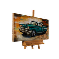 WANDBILD Blau 100/50 cm - Blau/Braun, Holz/Metall (3.5/50cm) - KUNSTLOFT