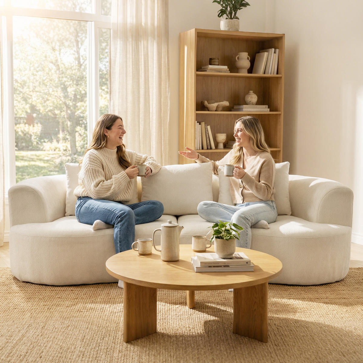 3-SITZER-SOFA DE-06604 260 cm, hochdichter Schaumstoff, 3 Kissen Cremeweiß - Creme, Holz/Textil (106/82/260cm) - ComfortXL