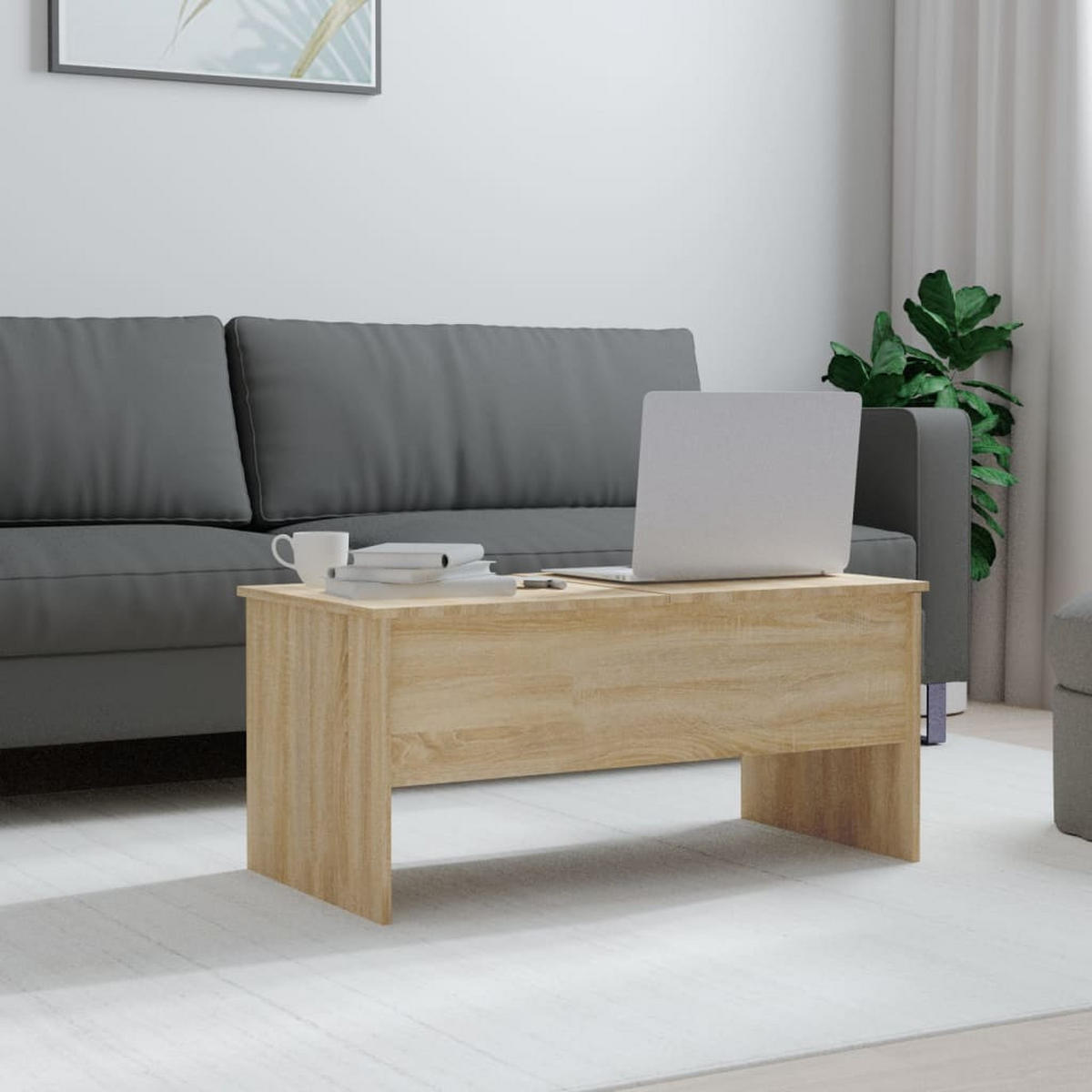 COUCHTISCH Sonoma-Eiche 102x50,5x46,5 cm Holzwerkstoff - Braun, Holzwerkstoff (102/50.5/46.5cm) - furnicato