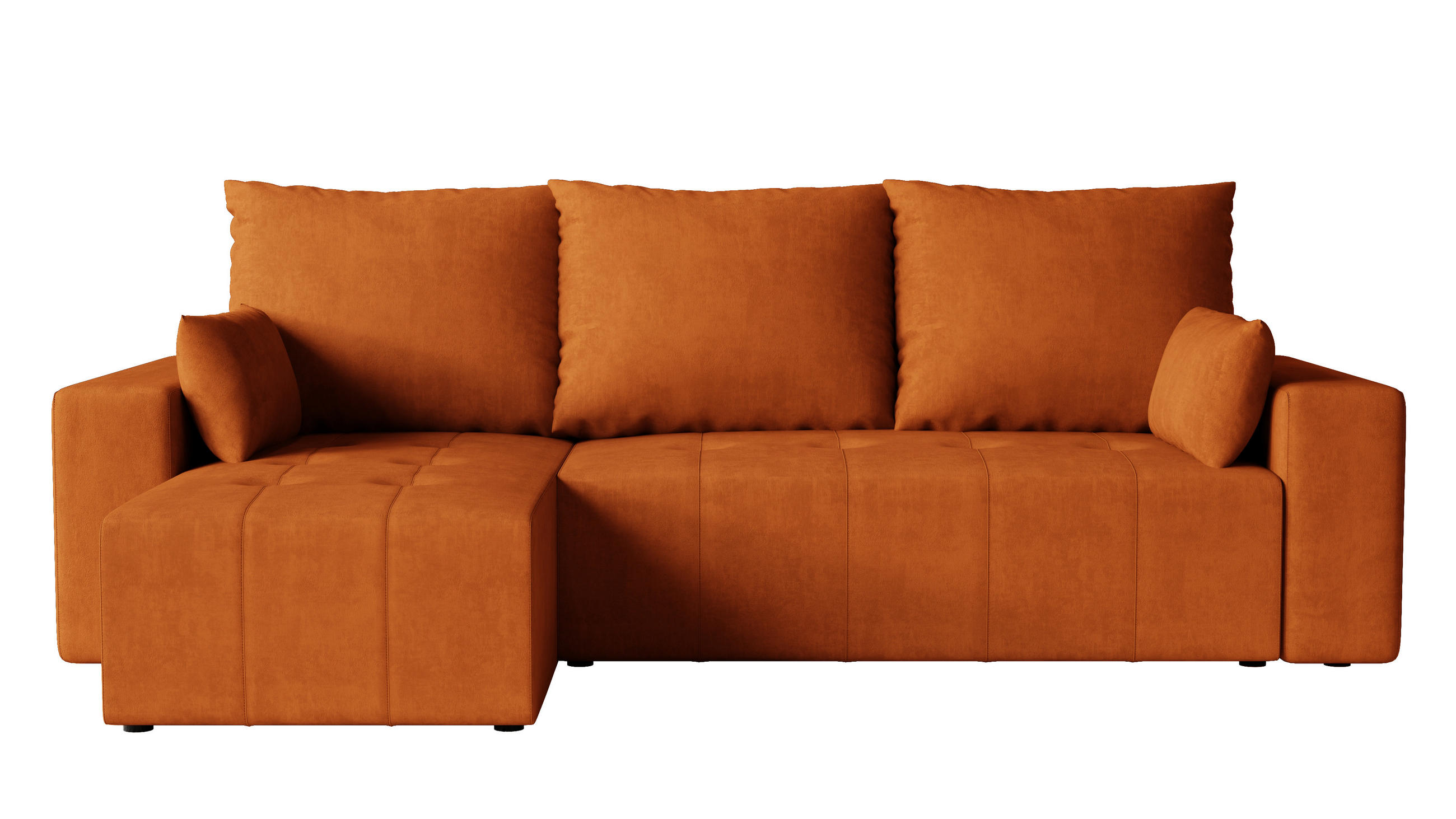 ECKSOFA Tico mit Bettkasten und Schlaffunktion, L-Form/XL-Form, Velourstoff, Universal - Rostfarben, Holzwerkstoff (246/145cm) - 4ALL HOME