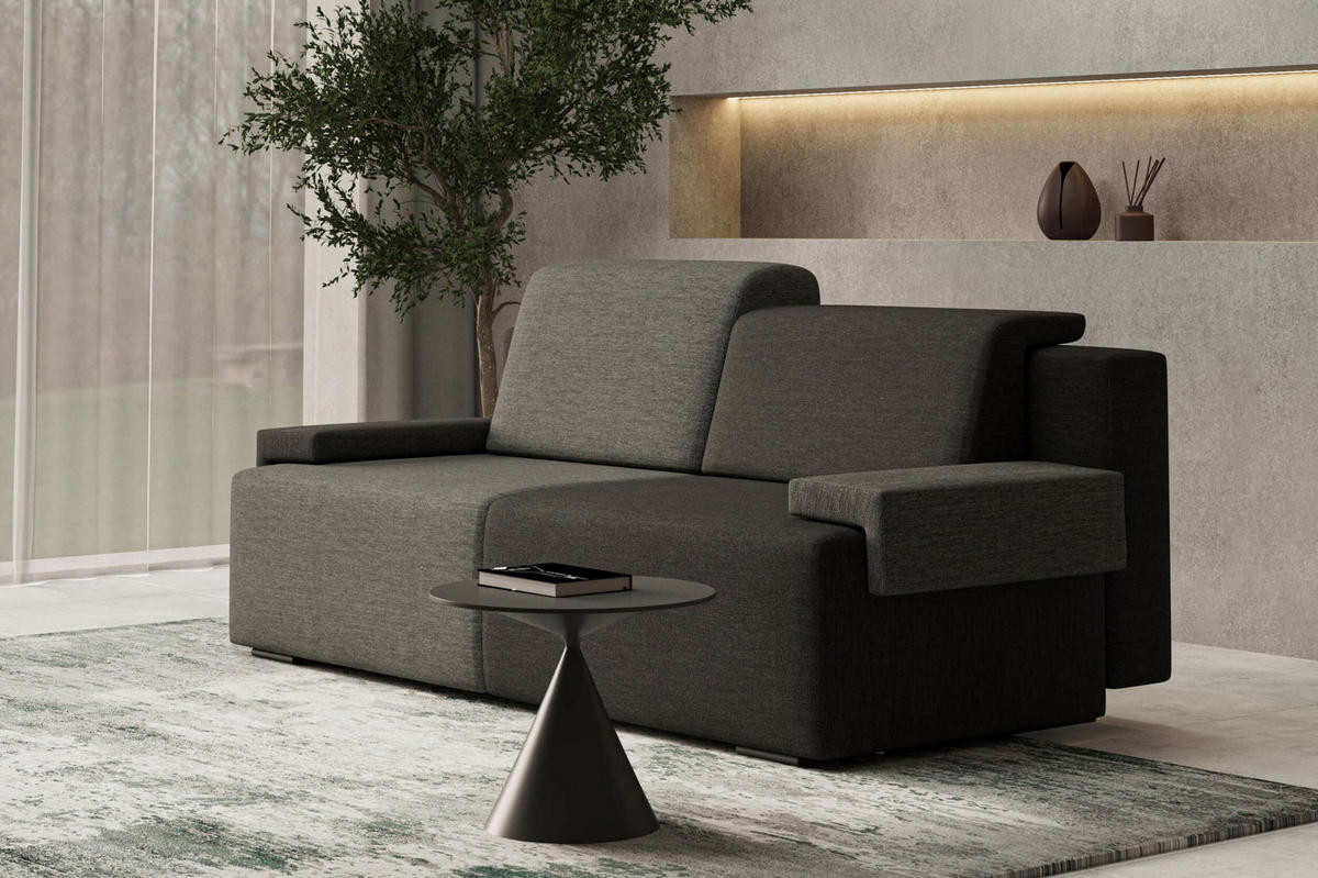 SCHLAFSOFA HOOK - Dunkelgrau + Schwarz (Diosa 89 +99) - Dunkelgrau, Holzwerkstoff (200/88/98cm) - Möblo