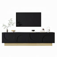 TV-SCHRANK 175cm Schwarz Holz geschwungen Stauraum modern - Schwarz, Holzwerkstoff (40/41.5/175cm) - FLIEKS