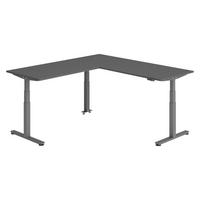 ECKSCHREIBTISCH elektrisch höhenverstellbar L-Form 220/200/74 cm in Graphitfarben/Graphitfarben - Graphitfarben, Holzwerkstoff (220/200/74cm) - bümö