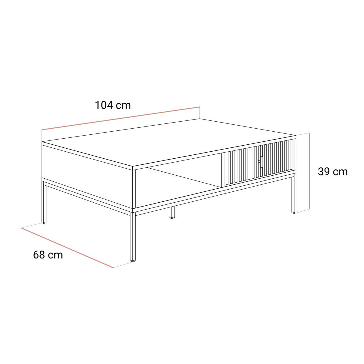 COUCHTISCH MIDNIGHT mit Schublade auf Gestell grün - Schwarz/Grün, Holzwerkstoff (68/104/39cm) - Lookway
