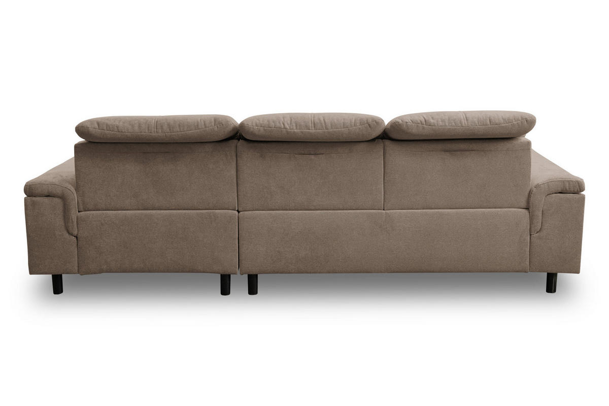 ECKSOFA PANAMA mit Schlaffunktion und Bettkasten, Farbe: Braun, Velourstoff, Ottomane Rechts - Braun, Textil (270/180cm) - VENASI MÖBEL