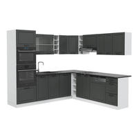 ECKKÜCHE R-Line Anthrazit Landhaus/Weiß 237 x 247 cm, AP Anthrazit - Dunkelgrau/Weiß, Holzwerkstoff (247/81.6/60cm) - Vicco