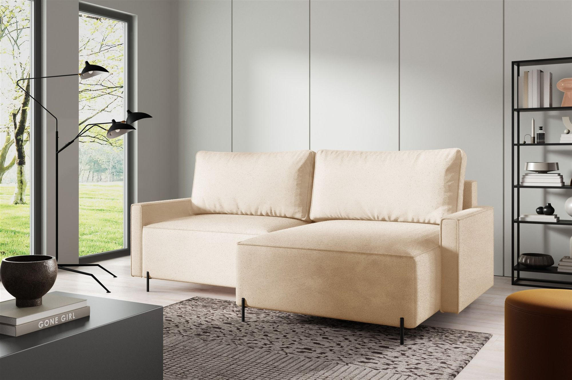 ECKSOFA Braga Mit Schlaffunktion - Creme, Holzwerkstoff/Textil (229/148cm) - Fun Möbel