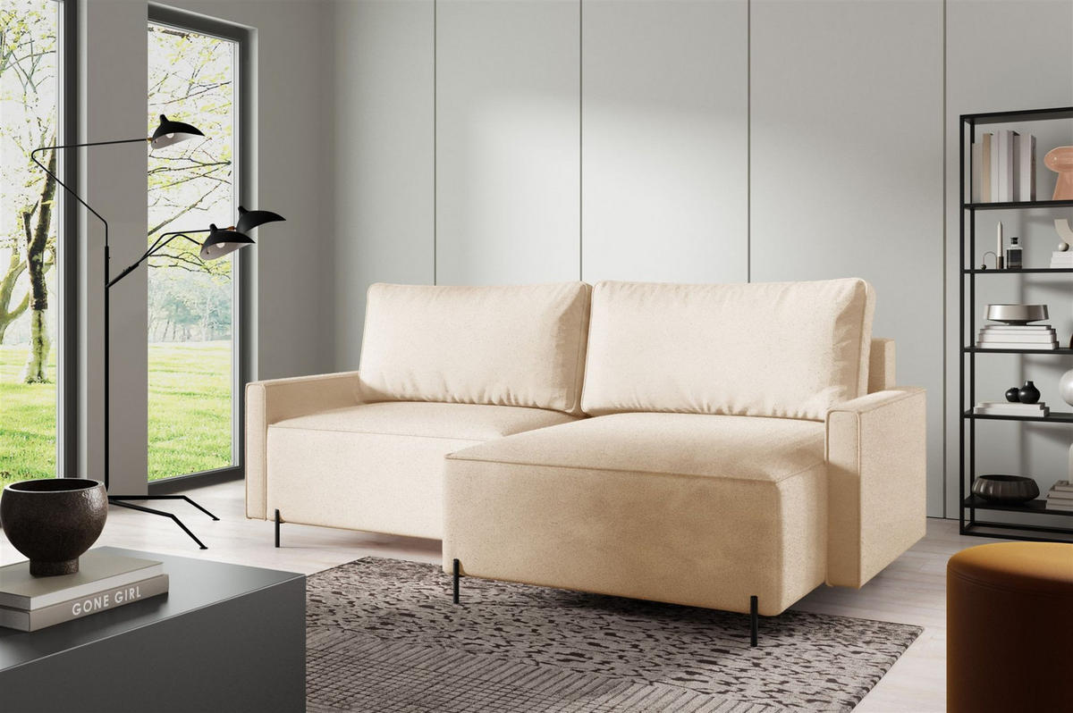 ECKSOFA Braga Mit Schlaffunktion - Creme, Holzwerkstoff/Textil (229/148cm) - Fun Möbel