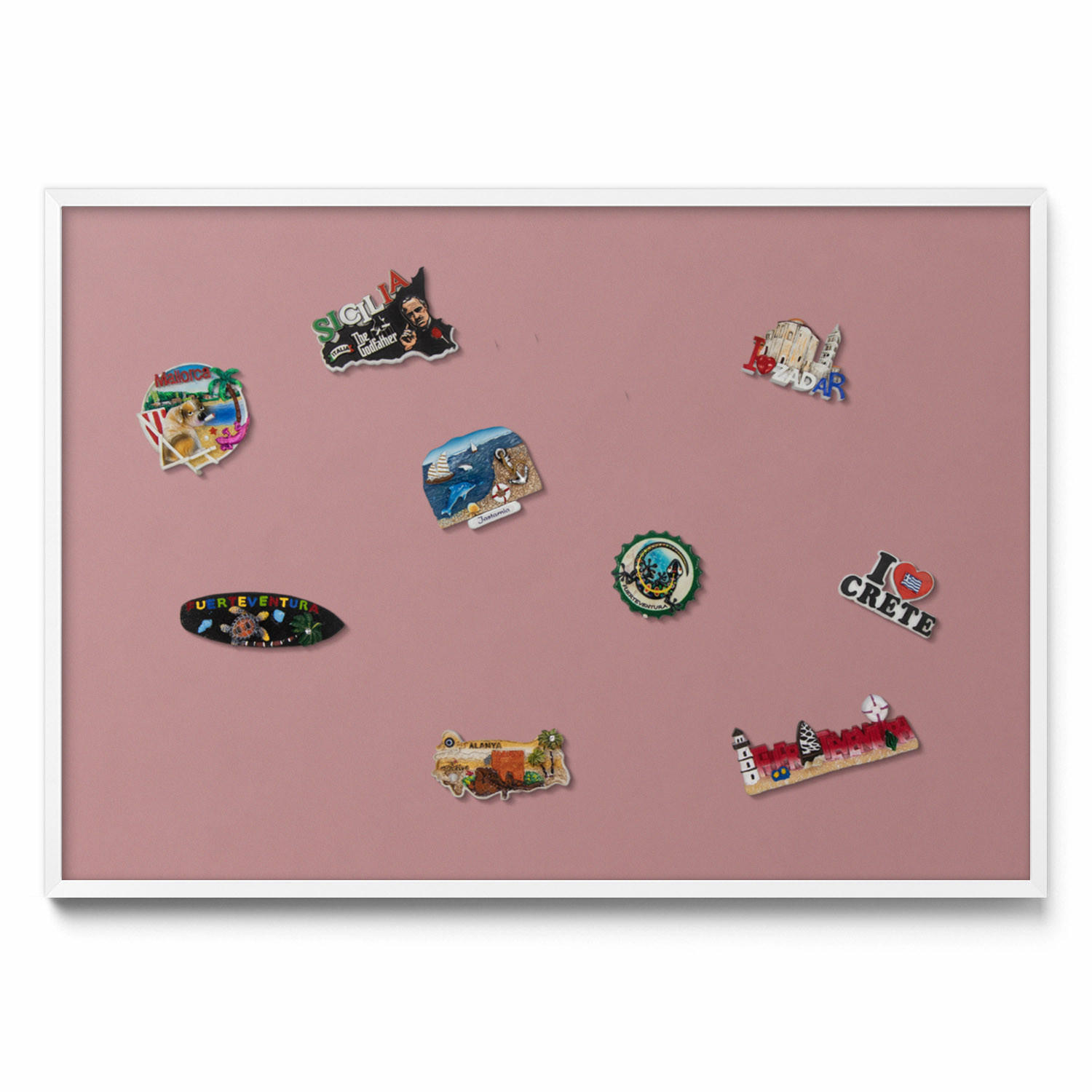 MAGNETTAFEL 100x70 cm Weißer Rahmen Pastellrosa - Rostfarben, Metall (100/70/0.4cm) - TULUP