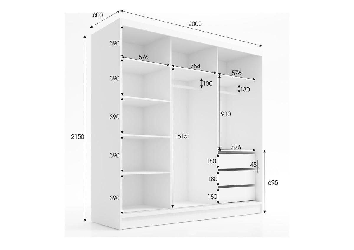 SCHWEBETÜRENSCHRANK 200 CM TAVIRO Farbe: Graphit - Graphitfarben, Holzwerkstoff (200/215/60cm) - A&J MöbelLand