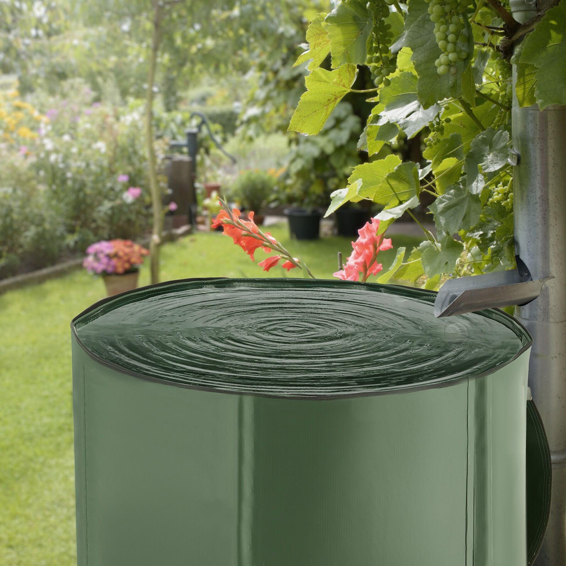 Thumbnail - tectake Regentonne, Grün, Kunststoff, Rund, 81x100x81 cm, Gartenzubehör, Gartenpflege