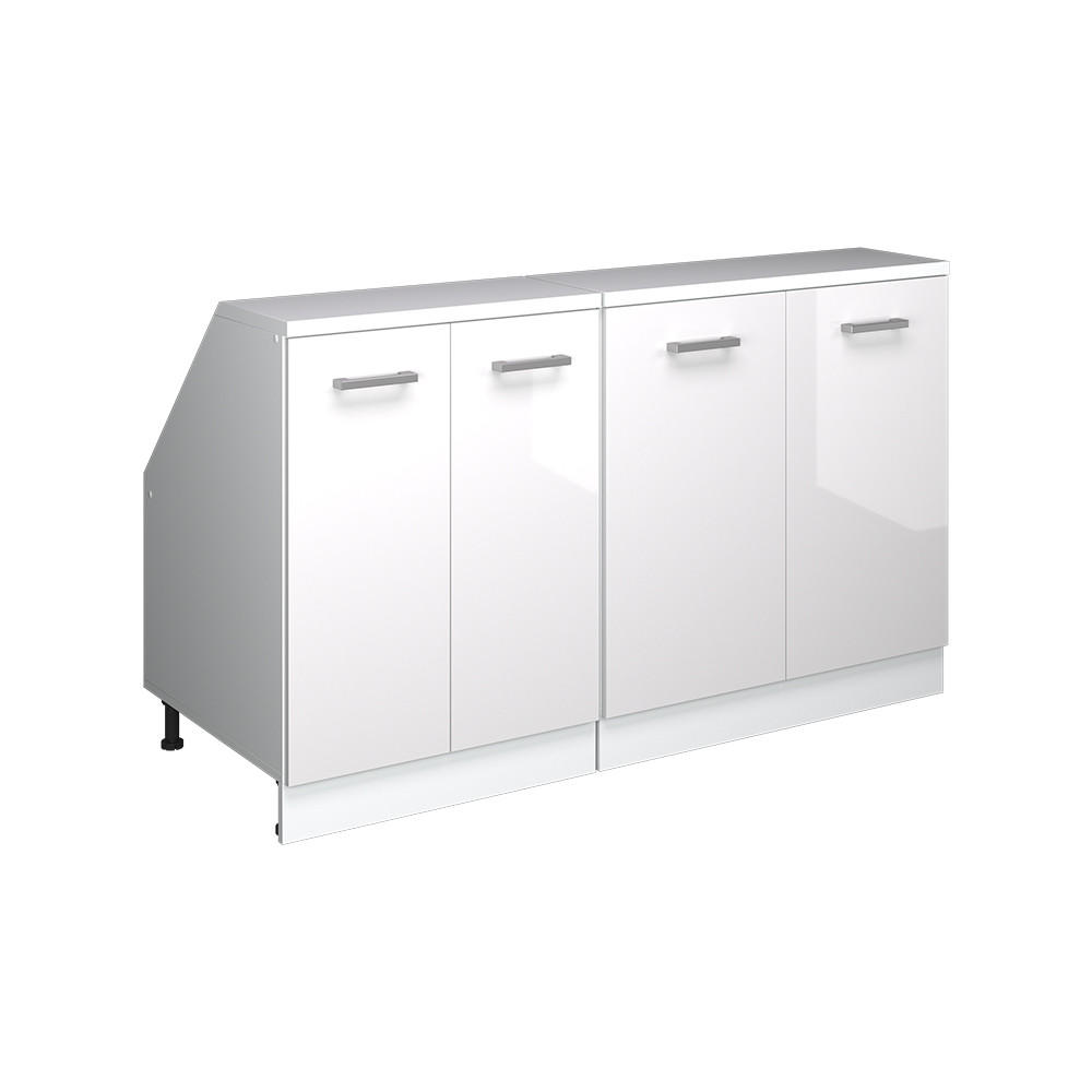 KÖKSSKÅP FÖR SLUTTANDE TAK R-Line Vit högblank 140 cm Set om 2 skåpstommar 60 cm djup Vit högglans, Vit 83.8/140/60 cm