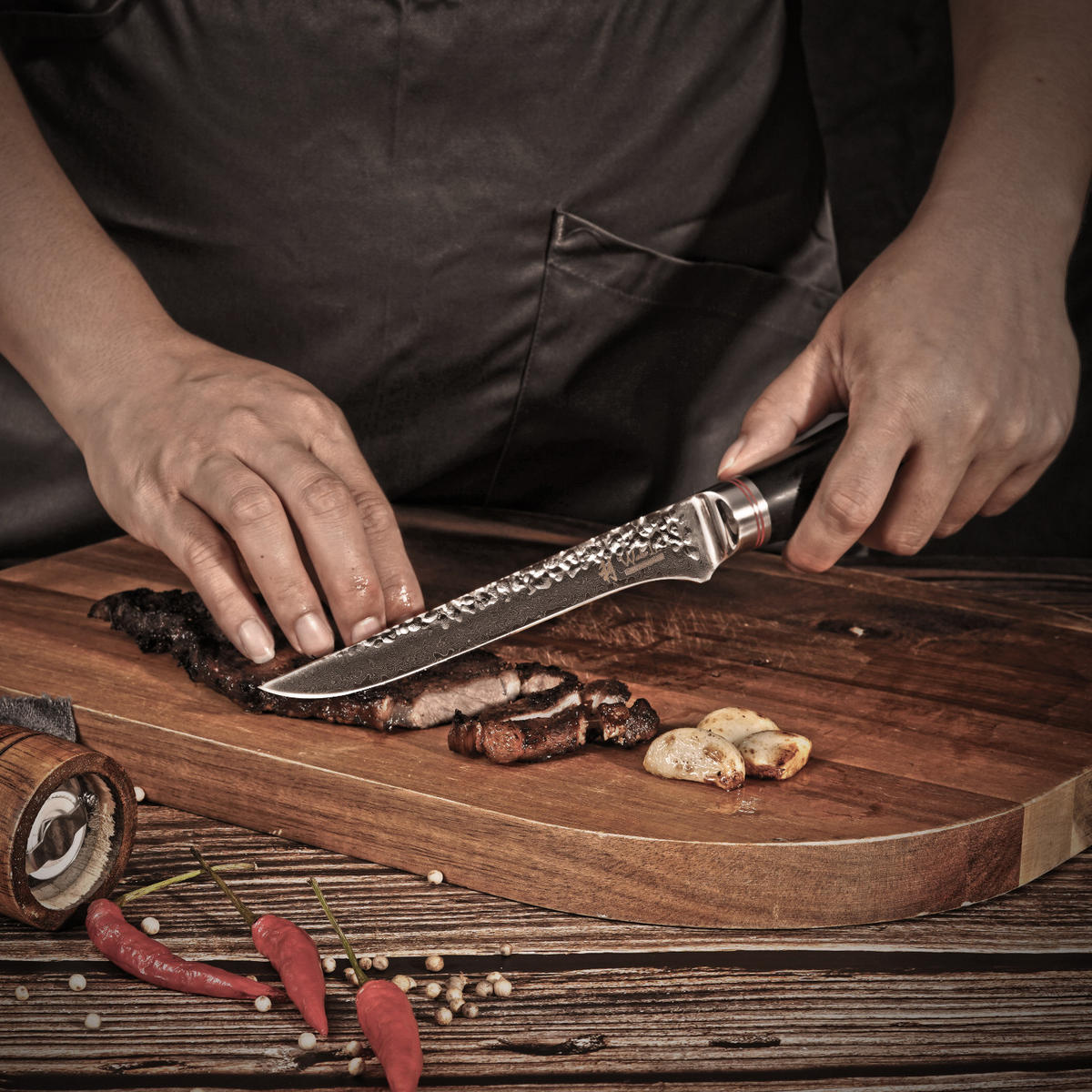 TRANCHIERMESSER 16,5 cm - Schwarz, Holz/Metall (30cm) - Wakoli