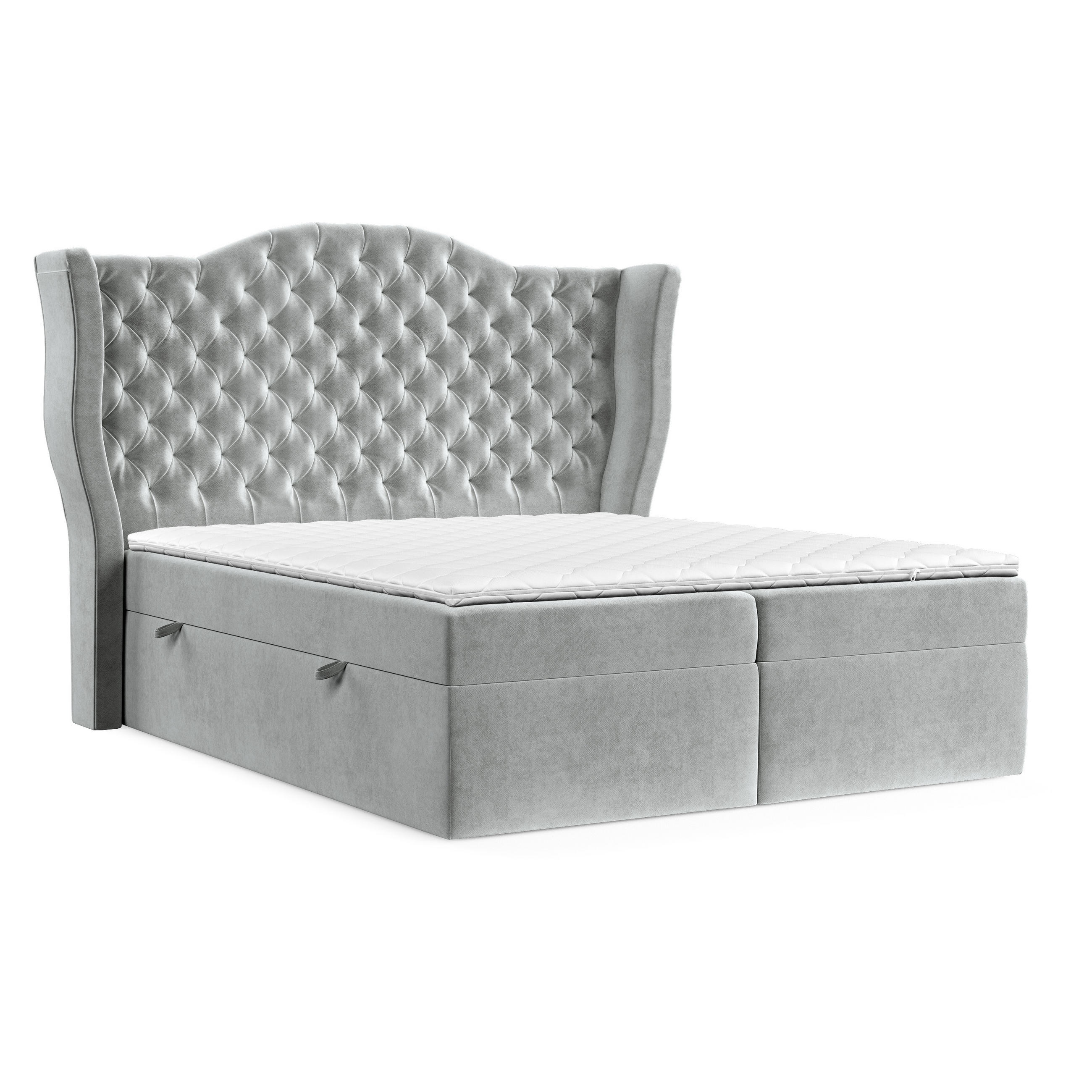 BOXBETT Royal Grau 200/200 cm im Samtstoff - Schwarz/Grau, Holz/Holzwerkstoff (200/200cm) - Maison de Reve