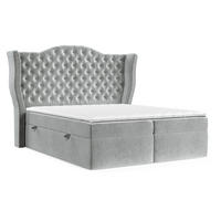 BOXBETT Royal Grau 160/200 cm im Samtstoff - Schwarz/Grau, Holz/Holzwerkstoff (160/200cm) - Maison de Reve
