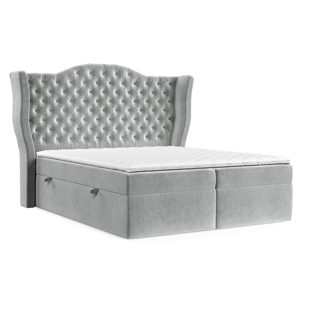BOXBETT Royal Grau 160/200 cm im Samtstoff - Schwarz/Grau, Holz/Holzwerkstoff (160/200cm) - Maison de Reve