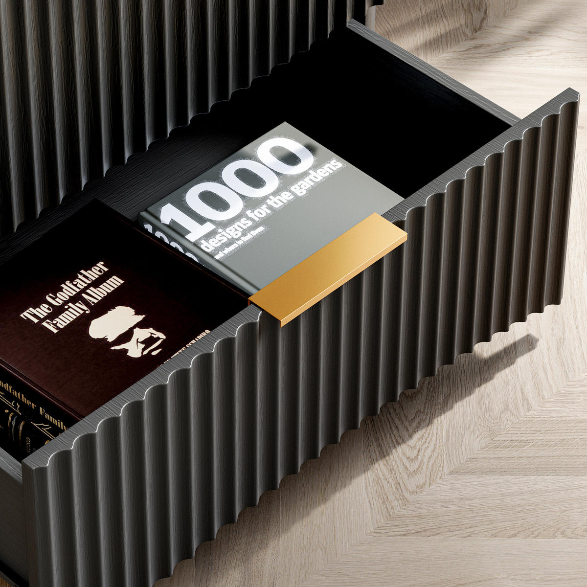 NACHTTISCH 58/64/38 cm Schwarz aus MDF mit 3 Schubladen - Schwarz, Holzwerkstoff (58/64/38cm) - OKMYHOME