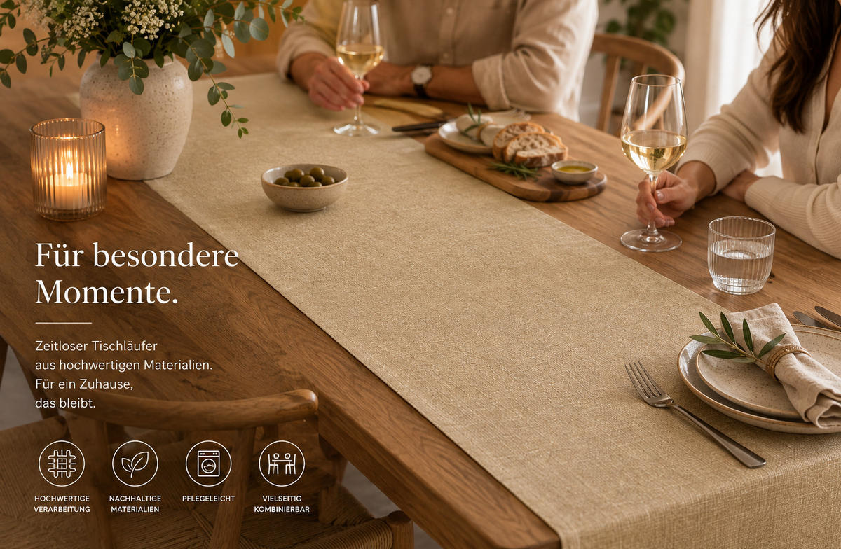 TISCHLÄUFER 40/100 cm Silber Leinenoptik - Silberfarben, Textil (40/100cm) - TiborTex