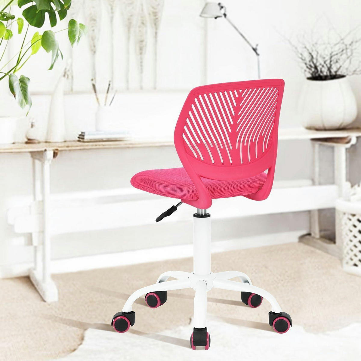 SCHREIBTISCHSTUHL 2er Set Rosa Stoff Höhenverstellbar - Rosa, Kunststoff (38.5/75/40cm)