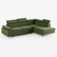 ECKSOFA CAROLINE Rechts Olivgrün matter Veloursstoff mit Schlaffunktion und Bettkasten - Chromfarben/Olivgrün, Textil (253/190cm) - Barchello