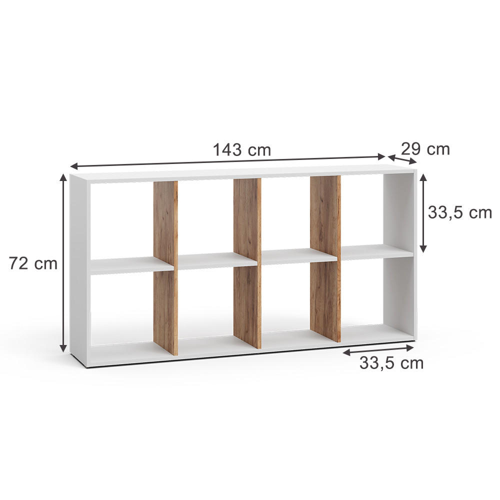 RAUMTEILER Scutum Weiß/Goldkraft Eiche 143 x 72 cm - Honigeiche/Weiß, Holzwerkstoff (143/72/29cm) - Vicco