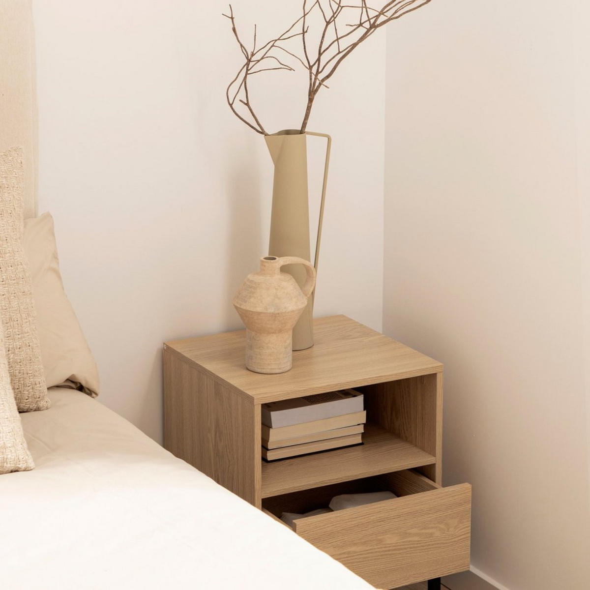 NACHTTISCH MIT 1 SCHUBLADE Remi Natürlich 45 cm x 55 cm - Naturfarben, Holzwerkstoff (45/55/40cm)