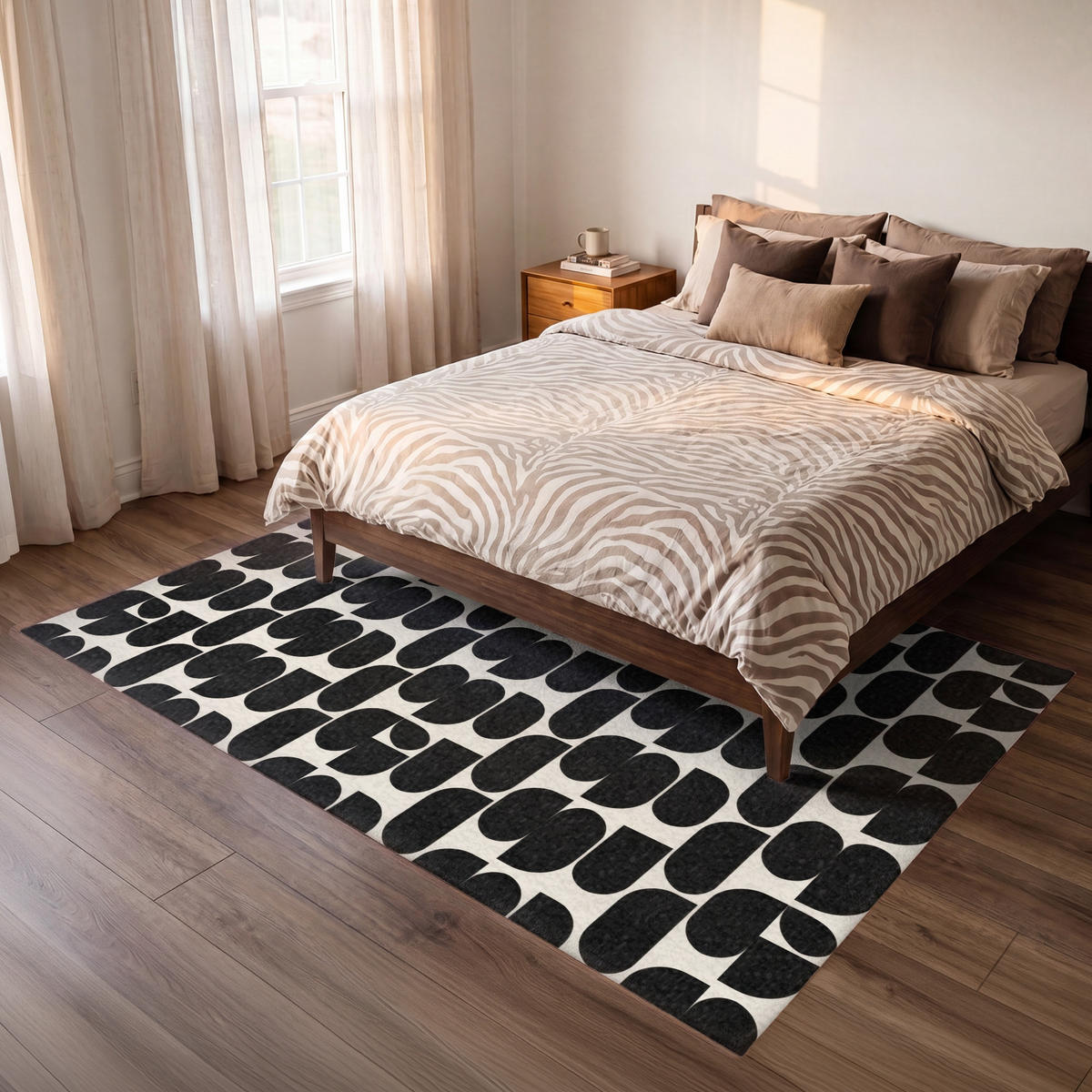 KOBERCE - Moderné - vzorované - čierne - 230x150 cm - čierna, textil/plast (230/0.4cm) - OnlyWow