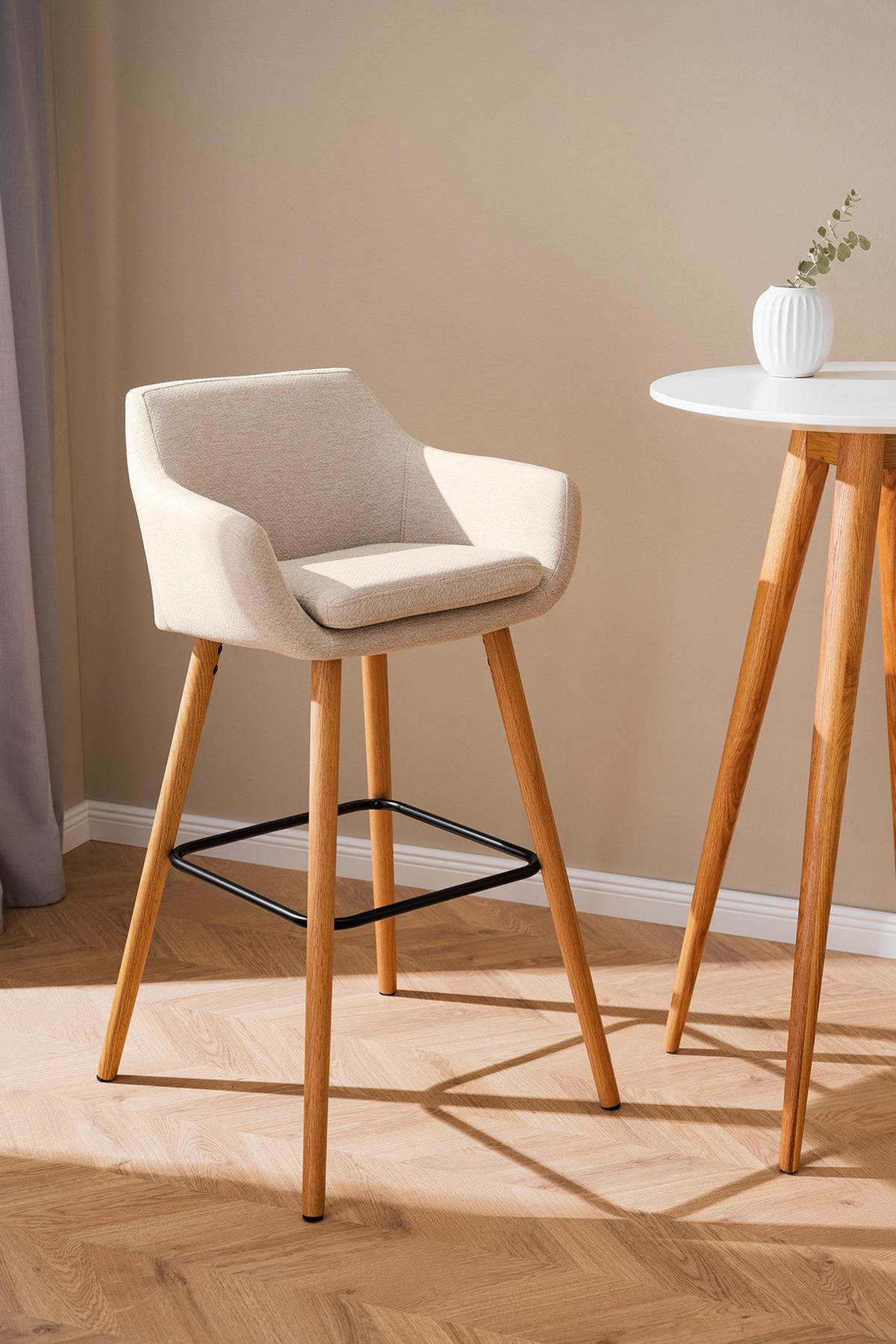 BARSTUHL - Eichefarben/Beige, Textil (55/101/54cm) - home24