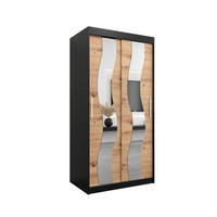 SCHWEBETÜRENSCHRANK 200/100/62 2-türig - Silberfarben/Schwarz, Holz/Kunststoff (100/200/62cm) - Abiks Möbel