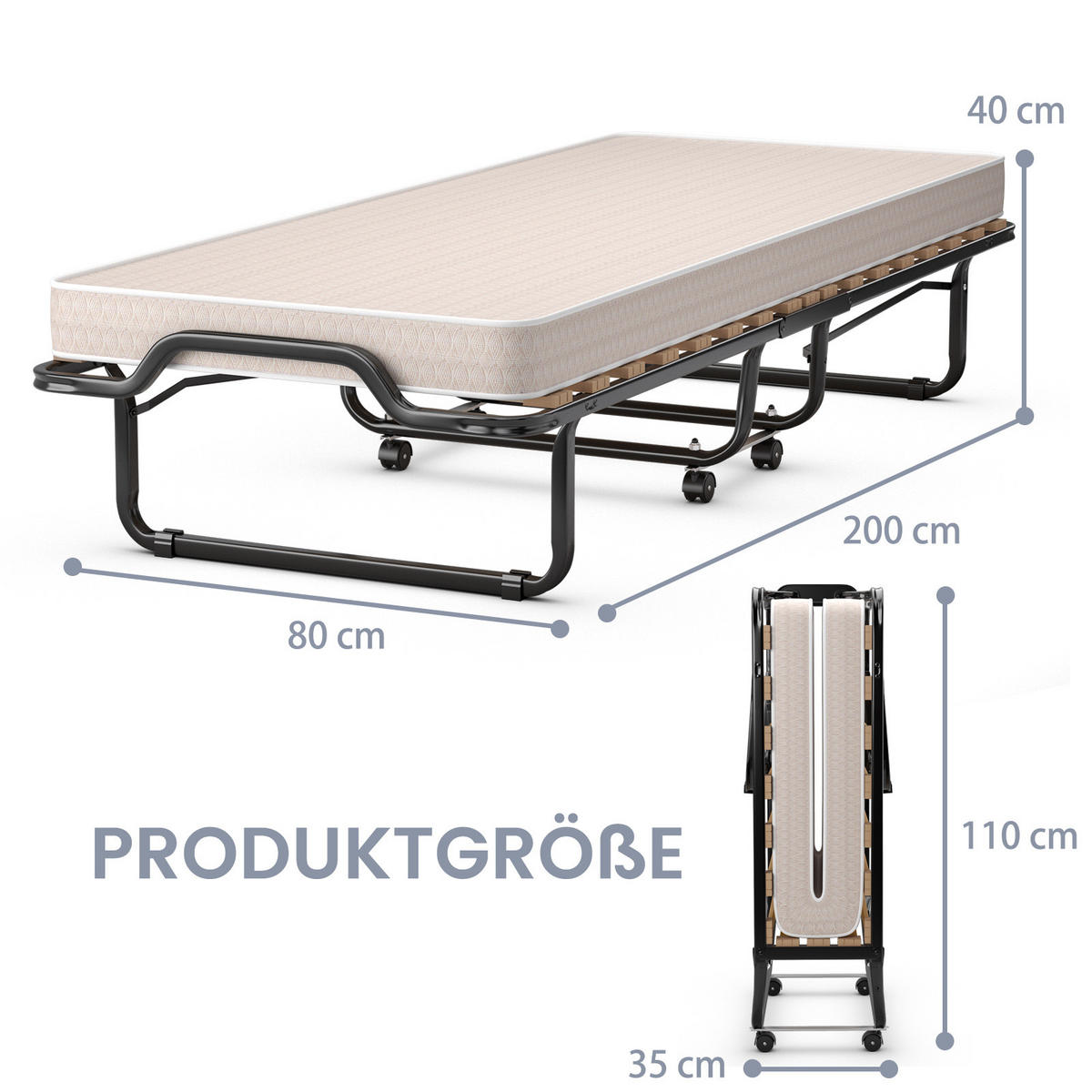 GASTEBETT Beige - Beige, Metall - COSTWAY