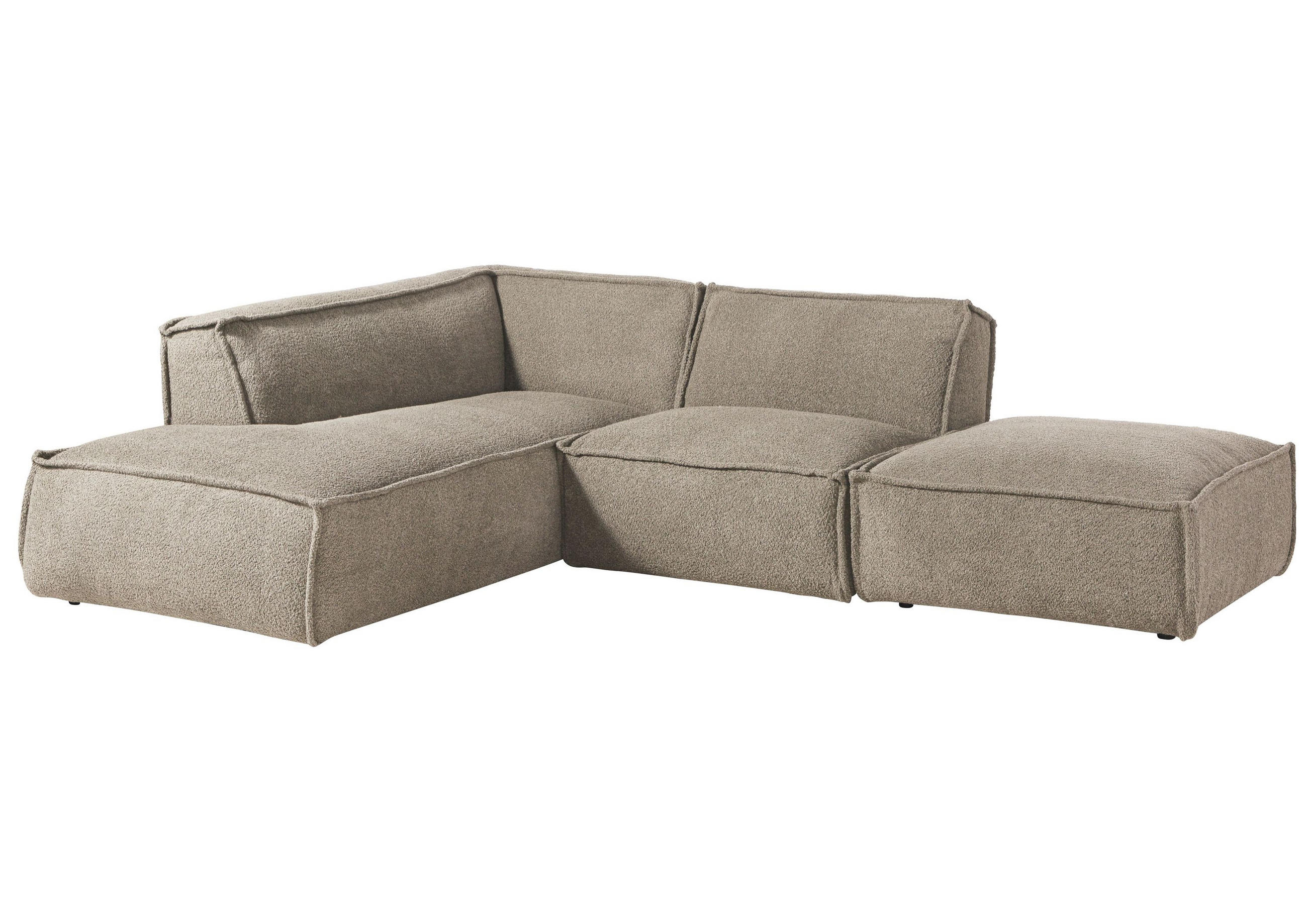 ECKSOFA inkl. Hocker 195x220x79 Polyester taupe RAVENNA. - Taupe, Kunststoff (195/220cm) - Massivmoebel24