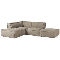 ECKSOFA inkl. Hocker 195x220x79 Polyester taupe RAVENNA. - Taupe, Kunststoff (195/220cm) - Massivmoebel24