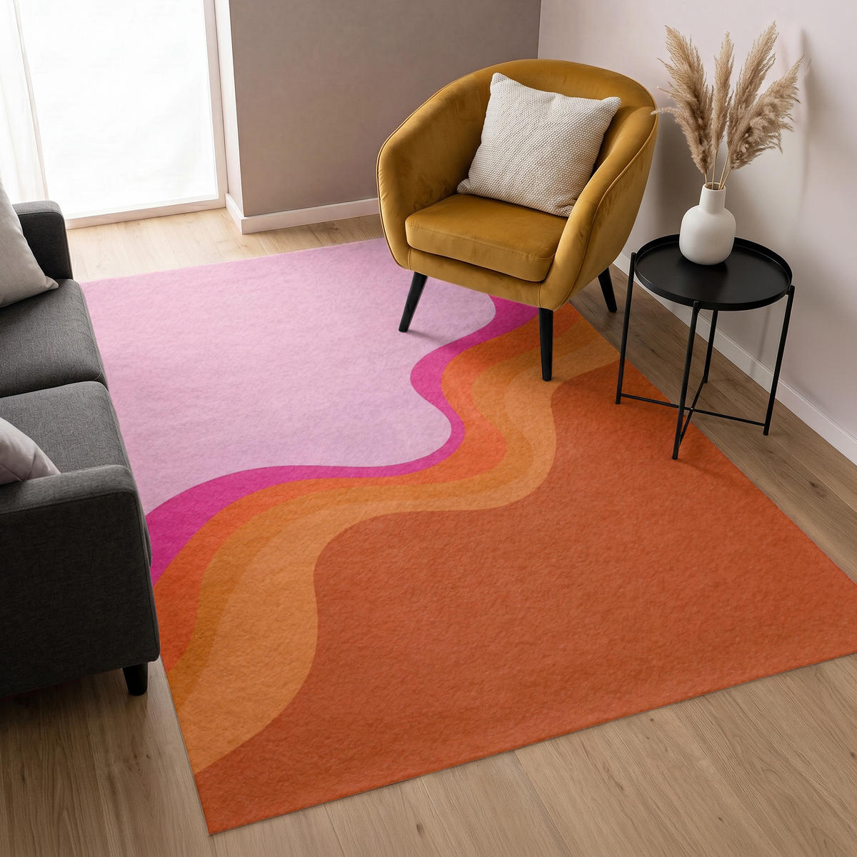 TEPPICH - Retro - Wellen - Farbenfroh - 140x200 cm - Multicolor, Kunststoff/Textil (140/0.4cm) - OnlyWow