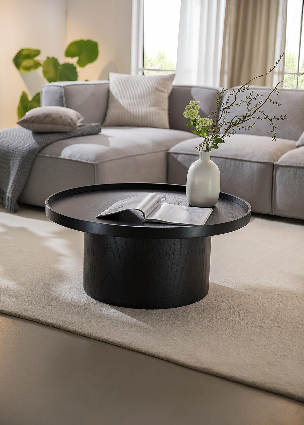 COUCHTISCH - MDF - Eiche - Eichefarben/Schwarz, Holzwerkstoff (80/80/35cm) - home24
