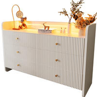 SIDEBOARD 120/40/75 cm z dřevotřísky bílá, LED osvětlení, 6 zásuvek - bílá, kompozitní dřevo (120/75/40cm) - Modenvie