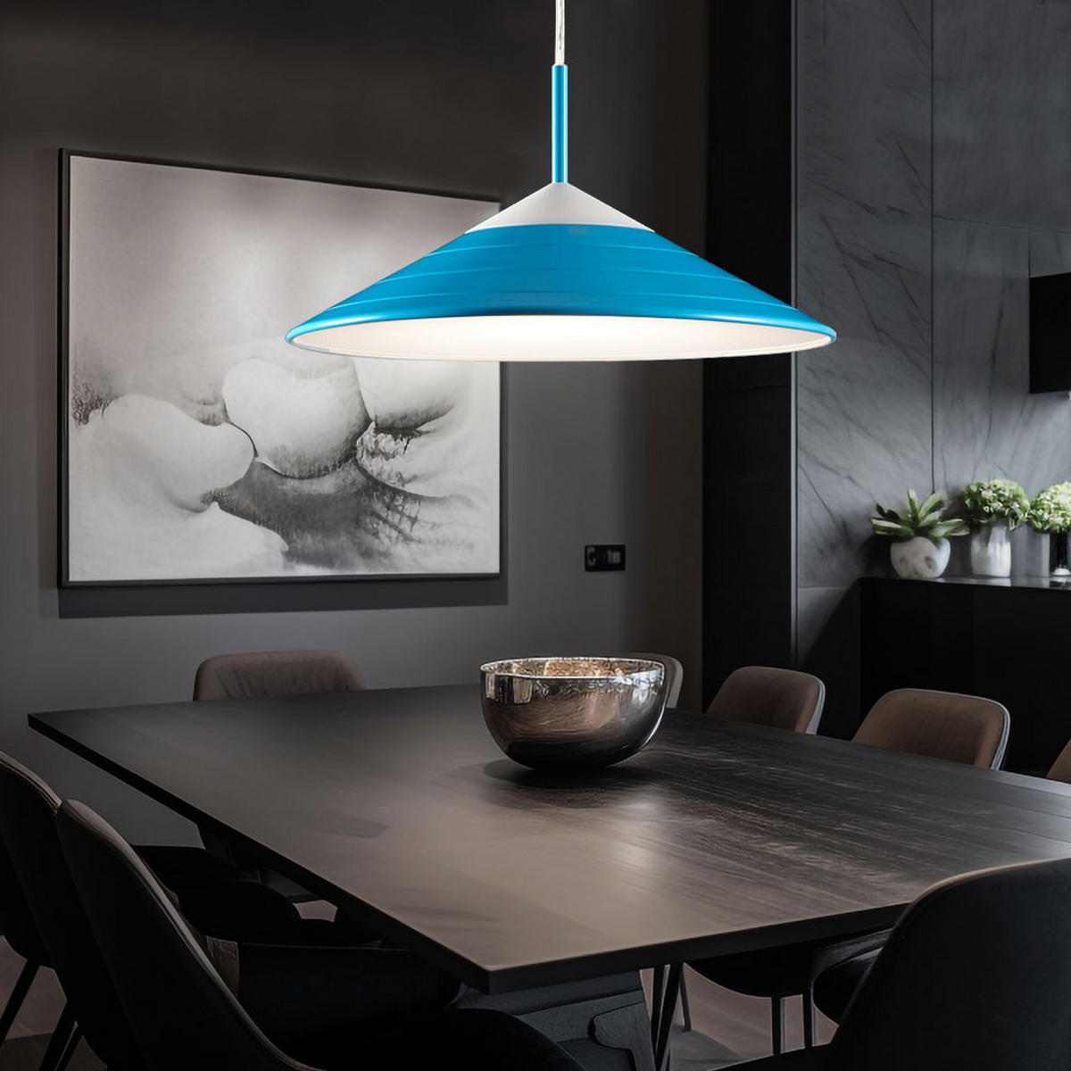 LED HÄNGELEUCHTE Kunststoff Blau - Blau, Kunststoff (32/32/150cm)