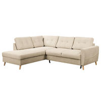 ECKSOFA mit Ottomane - Beige/Braun, Holz/Textil (230/200cm) - home24