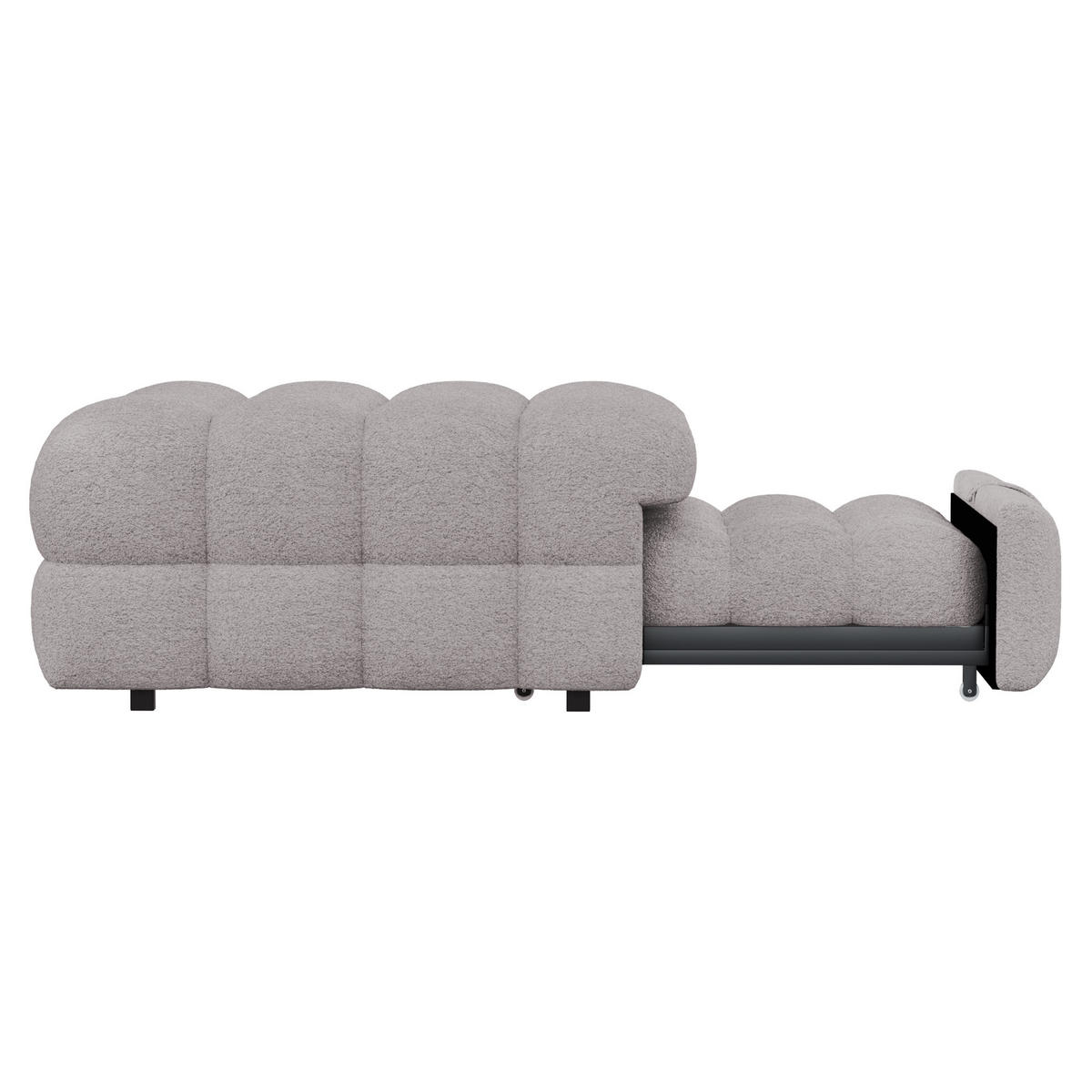 POLSTERBETT in Grau Teddy-Stoff, Ausziehbares Schlafsofa - Grau, Textil (80/180cm) - KOMHTOM