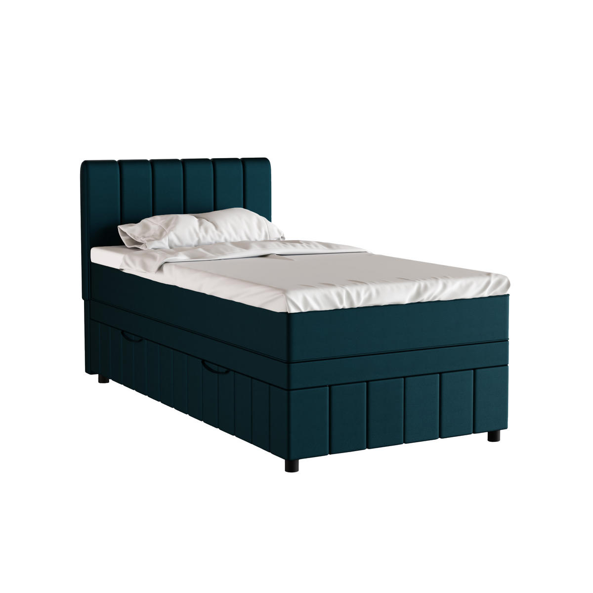 BOXBETT AVALON 100 x 200 cm mit Bettkasten und Topper - Türkis - Türkis, Holz - Panda Möbel