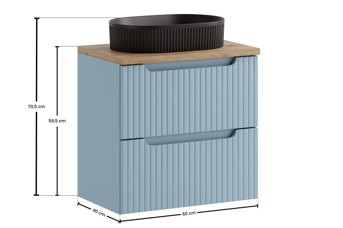 WASCHTISCHKOMBI 60 cm 3 Teile - Nova Denim N BM373 in Denim - Dunkelblau, Holz (60/57/40cm)