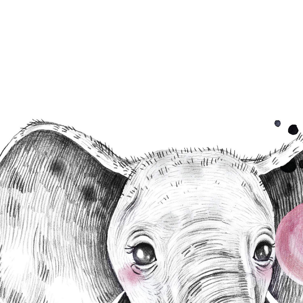 POSTER Set Mit 6 Tiere Babys Mit Kaugummi Hirschkuh Schweinefleisch Fuchs Eule Hund A4 Schwarzer Rahmen - Schwarz, Papier (29/3cm) - Nacnic