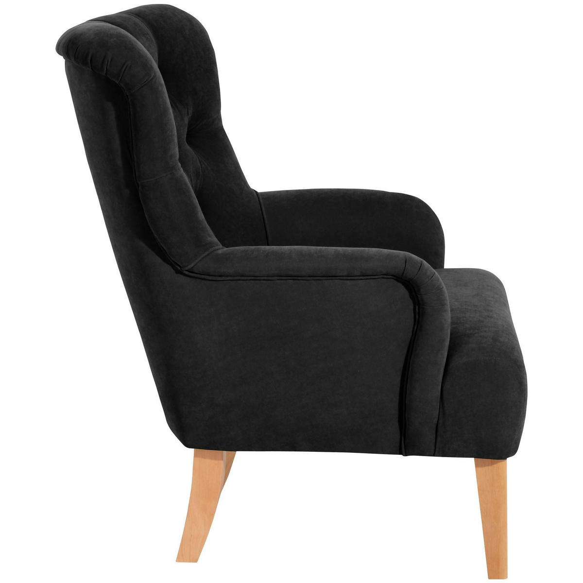 SESSEL Kaiya Bezug Veloursstoff Buche natur / schwarz - Schwarz, Kunststoff (71/97/82cm) - 58aufmkessel