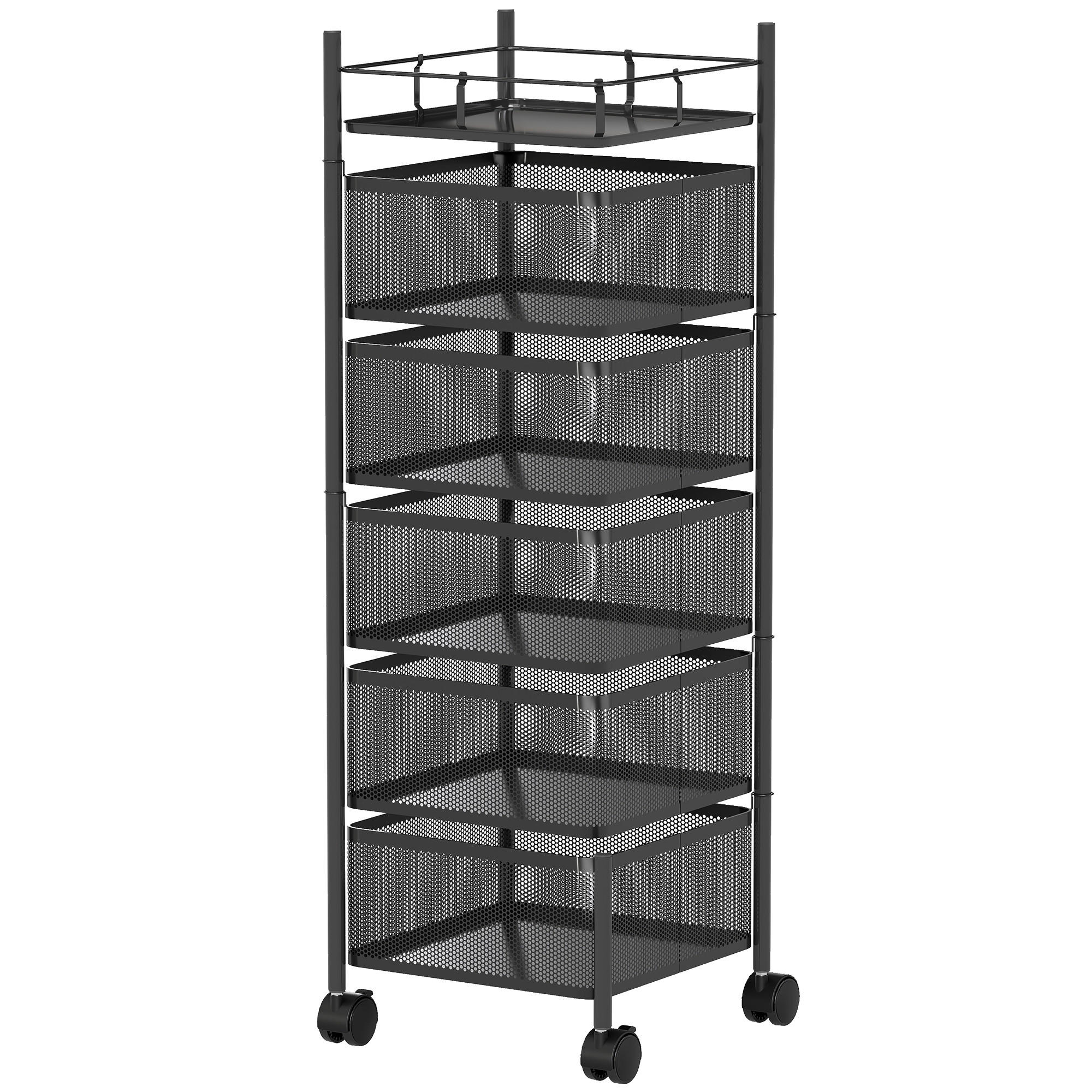 KÜCHENWAGEN Metall Schwarz - Schwarz, Metall (27.5/92.5/27.5cm) - HOMCOM